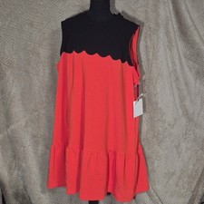 Victoria Beckham for Target Orange Black Scallop Drop Waist Ruffle Dress 2X NEW
