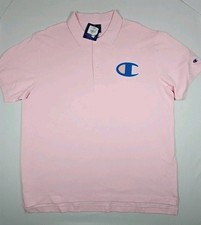 Champion Polo Shirt Mens XL Pique Big Chenille C Logo Ringer Short Sleeve NEW