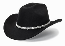 Glitter Silver Black Cowboy Hats for Women - Western Sparkly Rhinestone Cowgi...