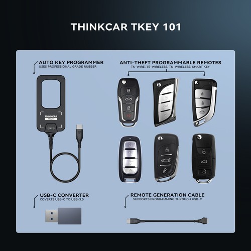 THINKCAR TKEY101 Universal Car Key Programmer Equipment with 6 Unit Remote Keys - Foto 10 di 11