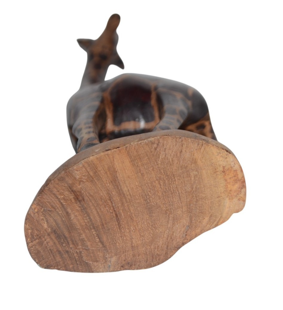 Hand Carved Wood Giraffe Figurine African Safari Animal 12" Tall