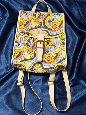 Dr. Martens Psychedelic Multicolor Floral Backpack Gold Buckle Adjustable