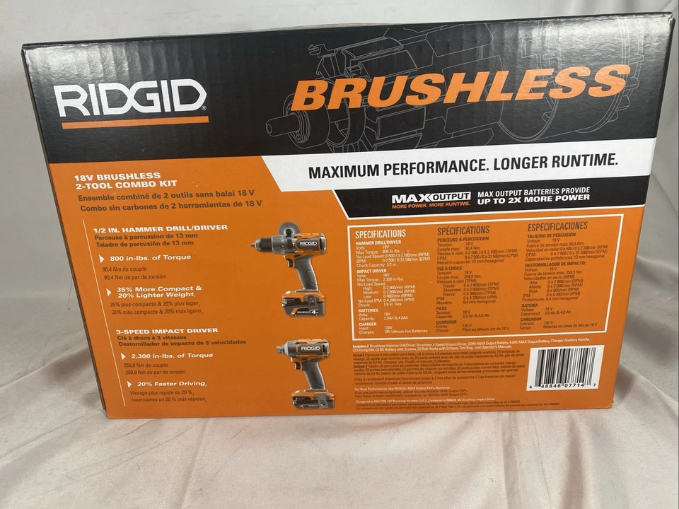 RIDGID 18V Brushless Hammer Drill and 3-Speed Impact Driver Kit (R9208) - Image 2 of 3