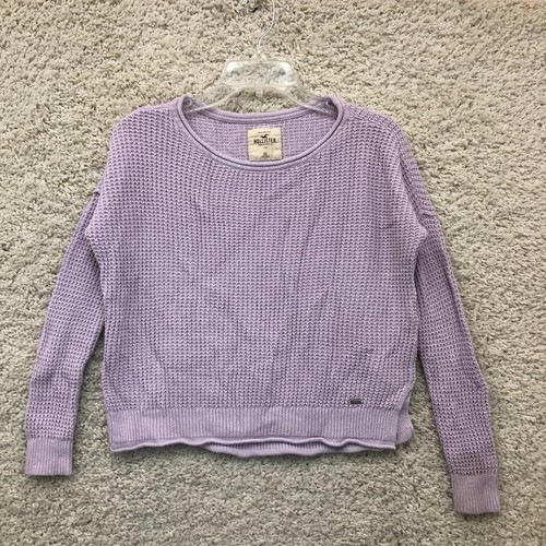 Hollister Sweater Shirt XS Extra Small Purple Women Knit Pullover Crewneck Crop