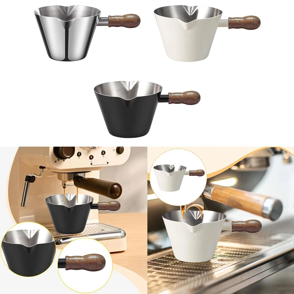 Tasse Doseuse à Expresso En Acier Inoxydable avec Double Bec Verseur et Verre - Photo 1/1