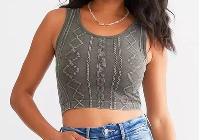 BKE Crop Top Textured Drami Y2K Size M/L Sports Bra