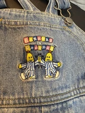 VNT banana in pajamas by mighty characters denim overalls size 18m Embroidered ￼