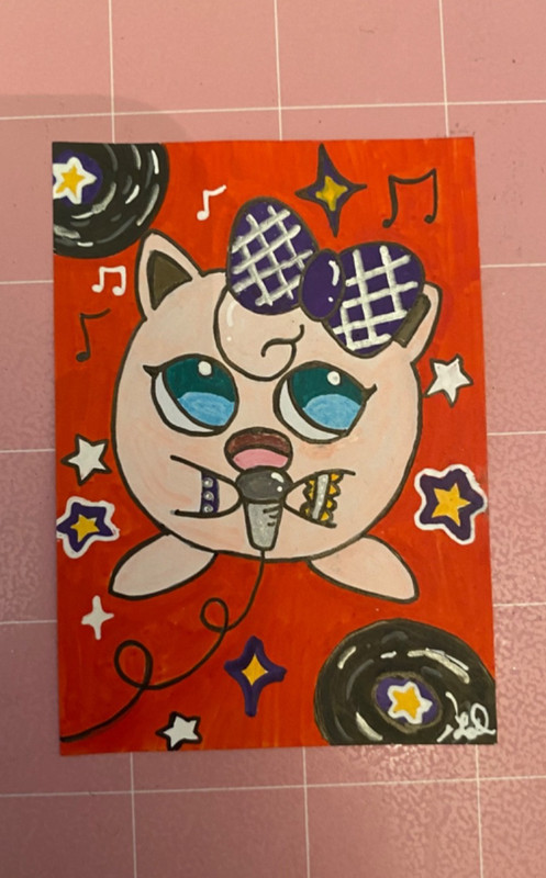ACEO art card By LilliDePeppo altkeyart igglylife 2/3 Pokemon Jigglypuff rocker