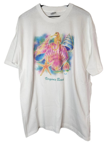 Vintage 90s Virginia Beach Sea Shell Travel Tshirt Size XL