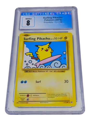 Surfing Pikachu 111/108 Evolutions Rare CGC 8 NM/Mint 7231