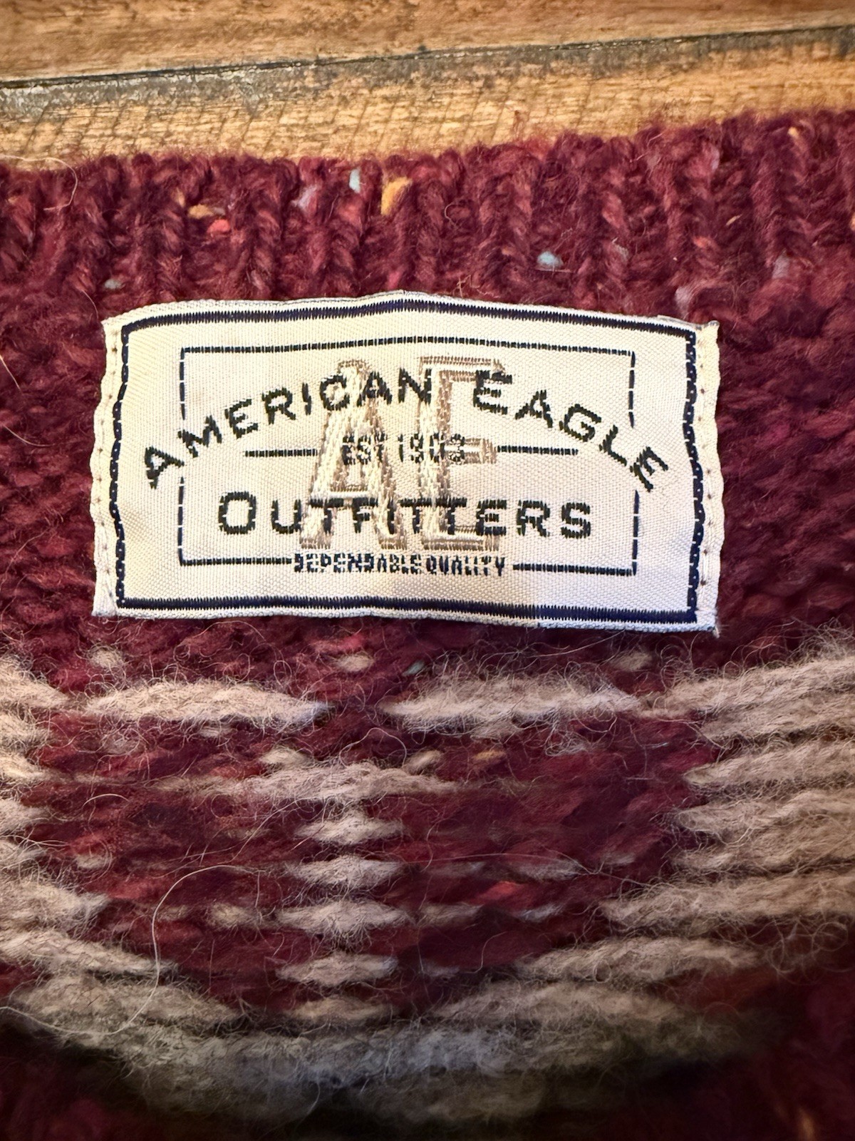 Vtg American Eagle Wool Blend  Patterned Multi Co… - image 2