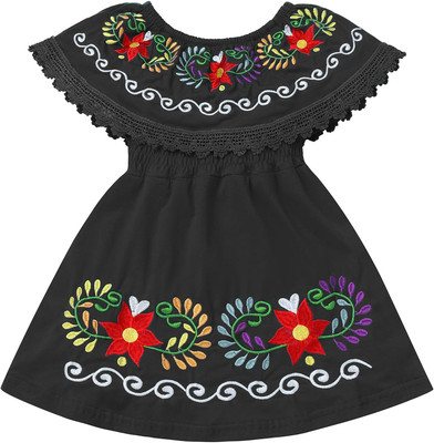 Toddler Kids Girls Mexican Dress Traditional Embroidered Floral Ethnic Wear Birt