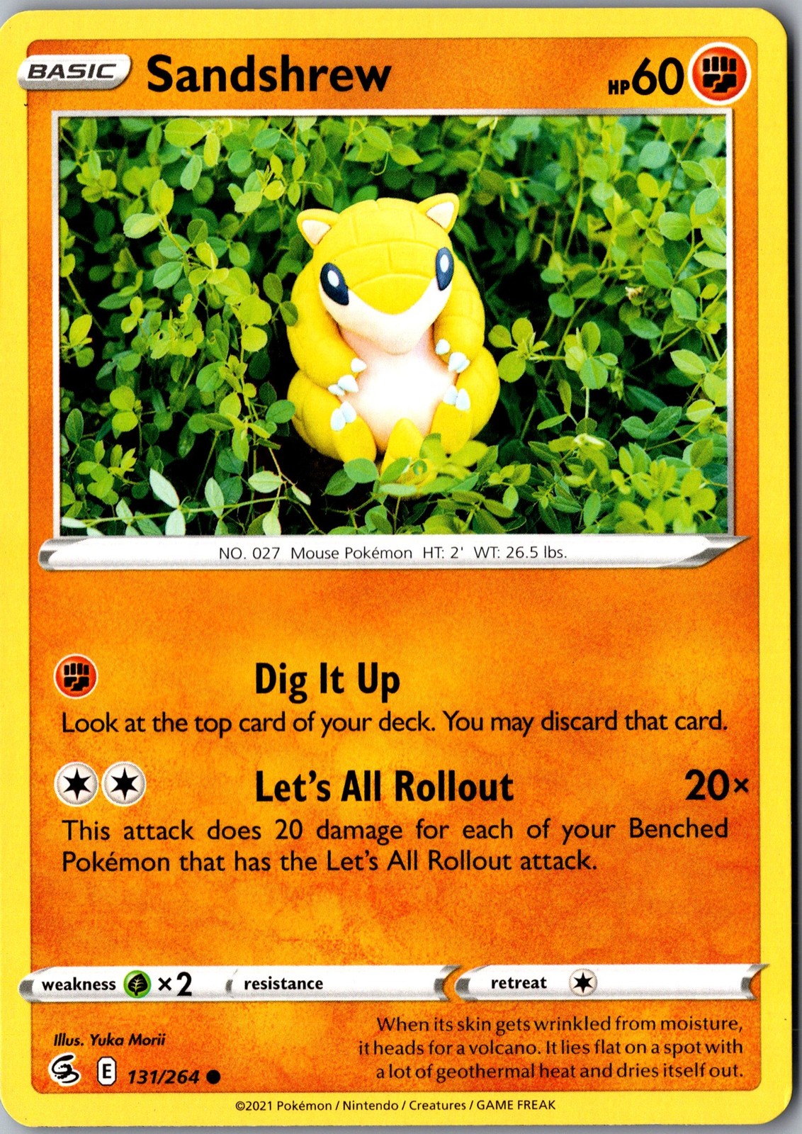 Sandshrew 131/264 Common Fusion Strike Lightly Played Pokemon Card TCG Single