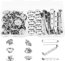 40 Pieces Pin Backs Locking Pin Keepers Locking Clasp Replacement for Brooch Lap