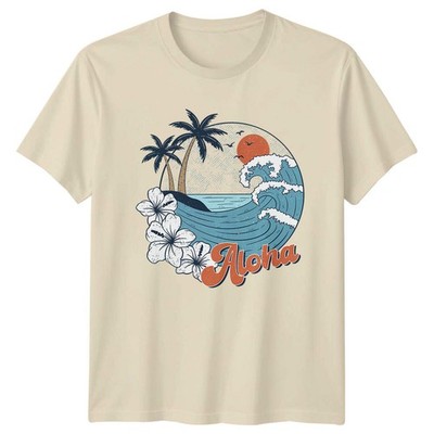 Aloha Beach T-Shirt, Retro Sommer, Palmen, Hibiskus, Welle
