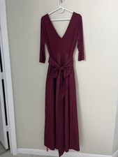 Alfred Sung Women's 16 NEW Burgundy Flared Taffeta Belted Maxi Dress Gown NEW