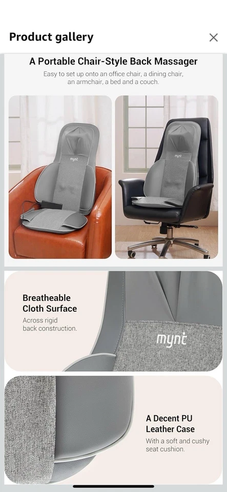 Masajeador de cuello y espalda Shiatsu 3D elegible para silla con 10 K profundo Mynt FSA HSA Foto 3 de 4