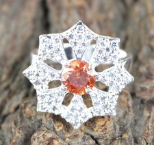 Orange Round Cut Diamond Solitaire 1.23 Ct Certified Men's Ring Mothers Day Gift