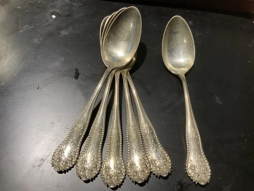 Lancaster by Gorham Sterling Silver Teaspoon 5.7/8 Set 6 Monogram 148 Grams