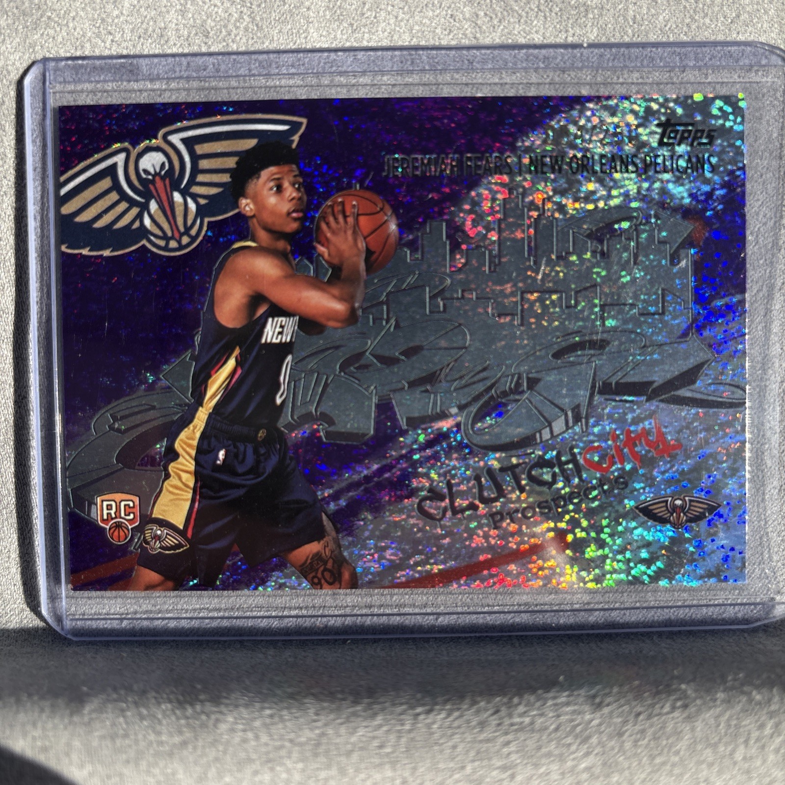 PELICANS JEREMIAH FEARS RC PURPLE SPARKLE HOLO 2025-26 Topps CLUTCH CITY SP /250