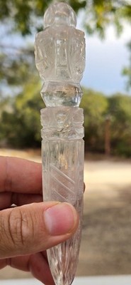 Hand Carved Natural Clear Quartz Crystal Vajra Pendant 5.75'' Long 114 Gr Dagger