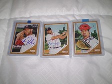 Lot of 3 Signed 2011 Topps Heritage Red Sox - Varitek, Pedroia, Youkilis