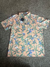 New Bad Birdie Core Polo Men  s XL Flora Fiesta Stretch Golf Shirt Short Sleeve