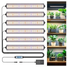 Full Spectrum Grow Light Strips for Indoor Plants with Auto Timer, 6 Pack