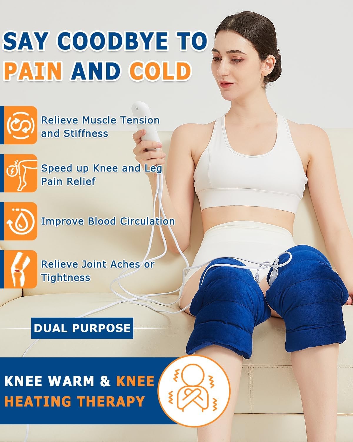 Knee Heating Pad for Arthritic, 2PCS Super Soft Electric Heat Pad for Leg, 20s F