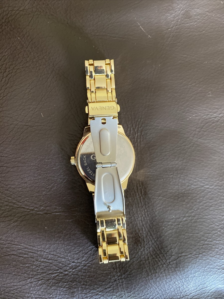 Men's Geneva Gold Tone Diamond Accent Bracelet Watch - KH8196GD | eBay