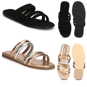 black and rose gold sliders