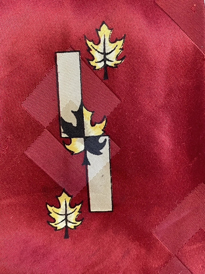 Corbata De Colección 40 Años 50 Rojo Rockabilly Hoja de Oro Columpio Art Deco Otoño Seda Rata Pack Foto 4 de 4