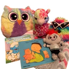 Queen Barb Troll Rainbow Llama Stuffed Owl Fuzzy Childs Book Plush Toy Lot