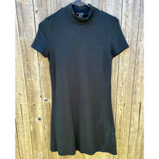 Forever 21 Dress Womens Large Fitted A Line Mock Neck Black
