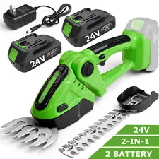 24V Cordless Grass Shear Shrubbery Trimmer 2-IN-1 Hedge Shears & Grass Cutters