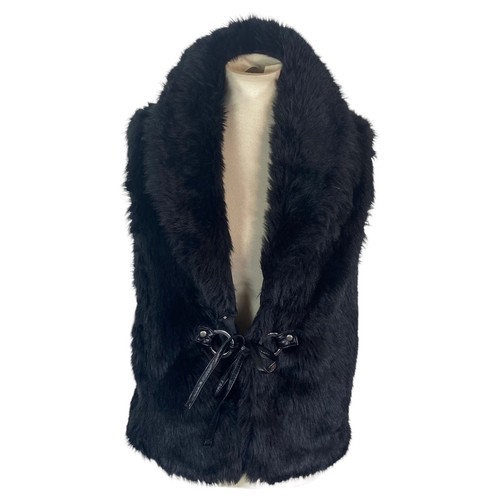 Fever Womans Faux Fur Vest Size L Black 