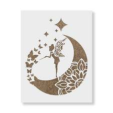 Mandala Fairy Moon Stencil - Reusable Mylar Stencils for Painting