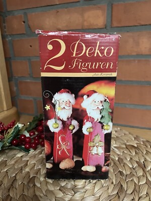 2 Deko alte Weihnachten Figured, Keramik, Nikolaus, Weihnachtsmann, VTG