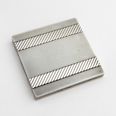 french cigarette case Art Deco Engine Turned Cigarette Case French 950 Sterling Silver 1930