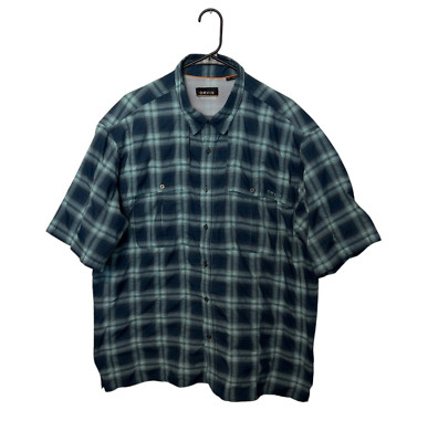 Orvis Vented Shirt Mens XL Blue Plaid Performance Short Sleeve Fishing Outdoor