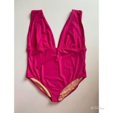 J Crew Pink Plunge V-Neck One Piece Swimsuit Size 24 Radiant Fuchsia NWT