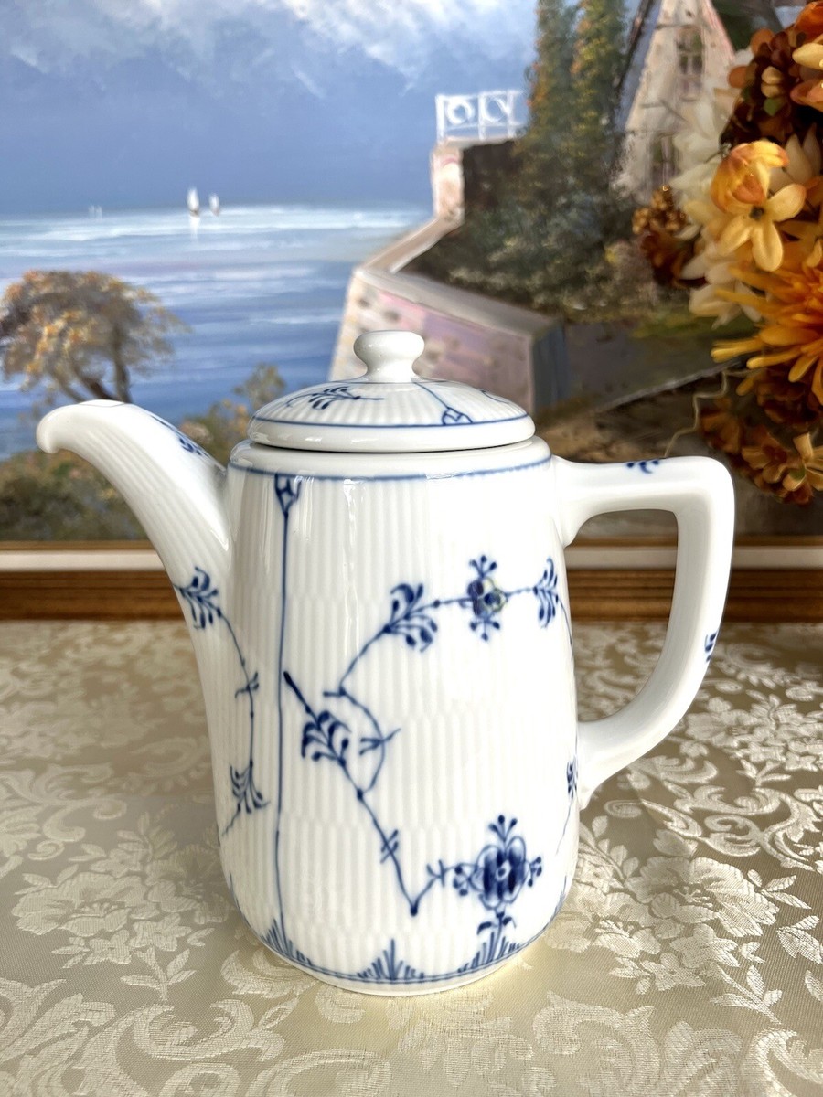 Rare Royal Copenhagen Blue Fluted Coffee Pot Danish Porcelain 2217
