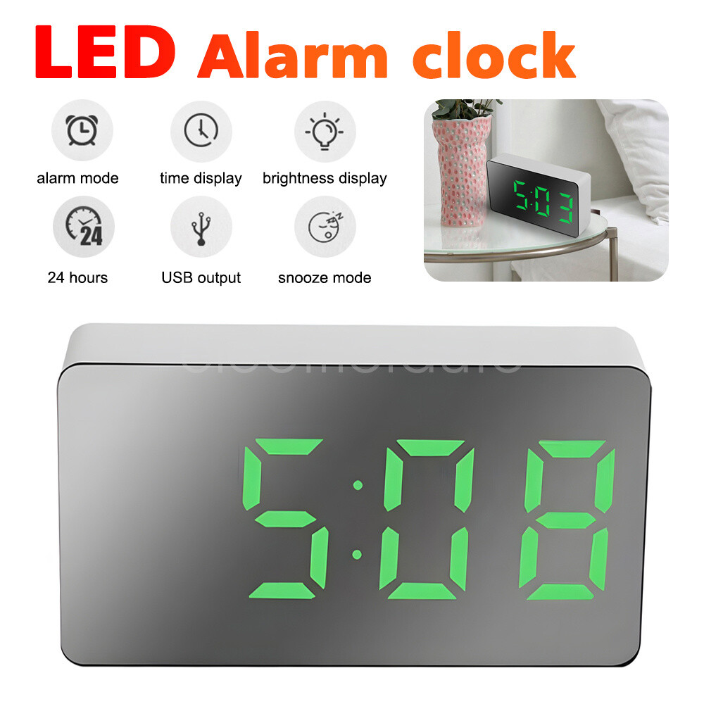 Multi-function Desk LED Digital Clock Alarm Clock Dimmable Brightness USB Clock