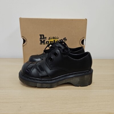 Dr. Martens Sylwia schwarz Mono Leder klobig Plateau seltene Schuhe Größe UK 4 Damen