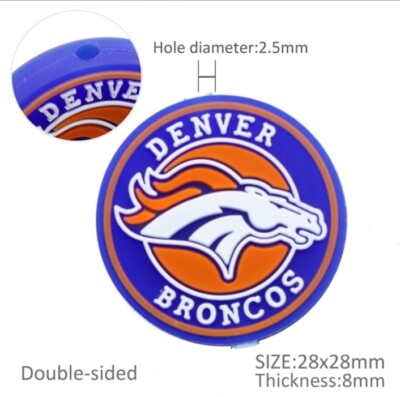 1 pc. Broncos Football Silicone Focal Bead, Beadable accessories 1234356