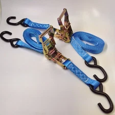 Set of 2 -1" x 10' RATCHET TIE DOWN STRAPS FOR ATV Motorcycle Color Blue