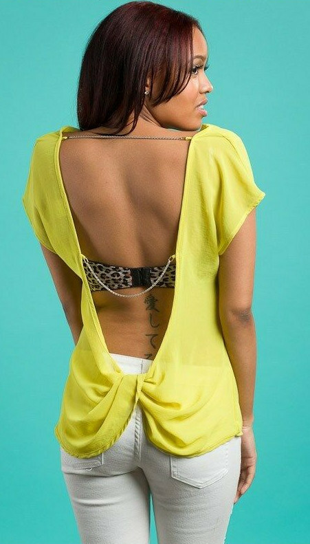Blusa Chiffon Mujer Lima Espalda Descubierta Cuello V Talla Regular
