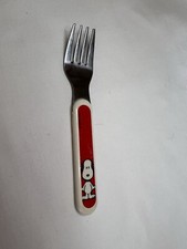 Snoopy White Red Plastic With Metal End Child s Fork Peanuts