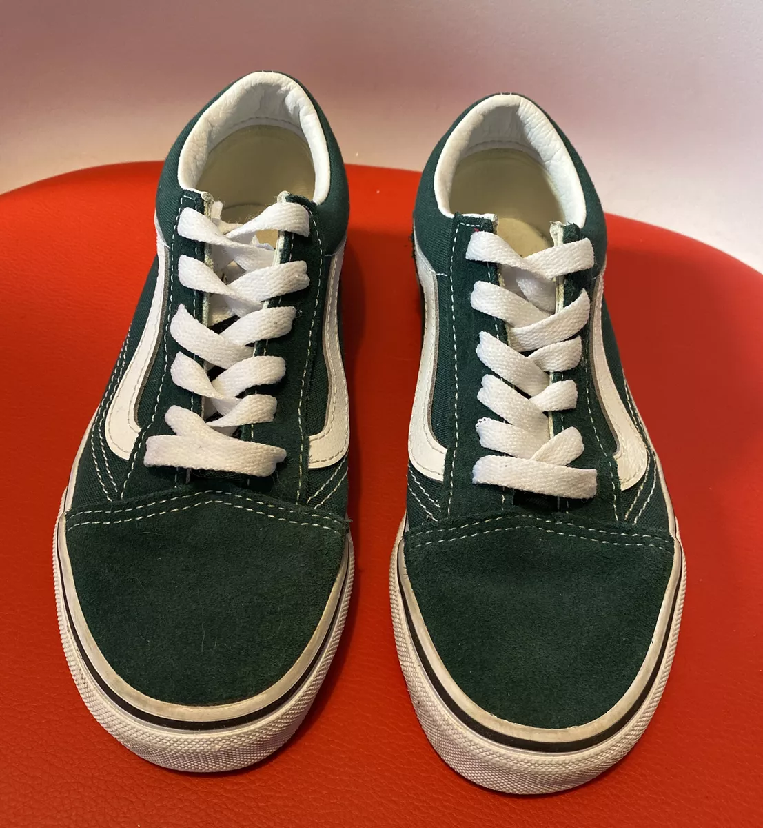 VANS SKOOL Trainers Green Shoes Kids 2 Skater Sneakers Suede/Canvas | eBay