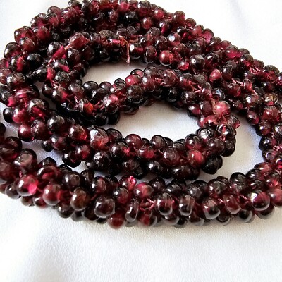 Collier Ancien Tissé De Grenats - Longueur 69 Cm, Sans Fermoir, Occasion